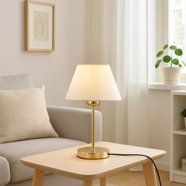 Opviq Lámpara de Mesa Crema con Cuerpo Metálico